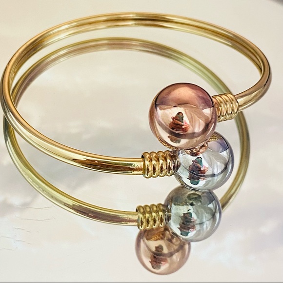 Three Tone open Cuff Bangle - Picture 7 of 8